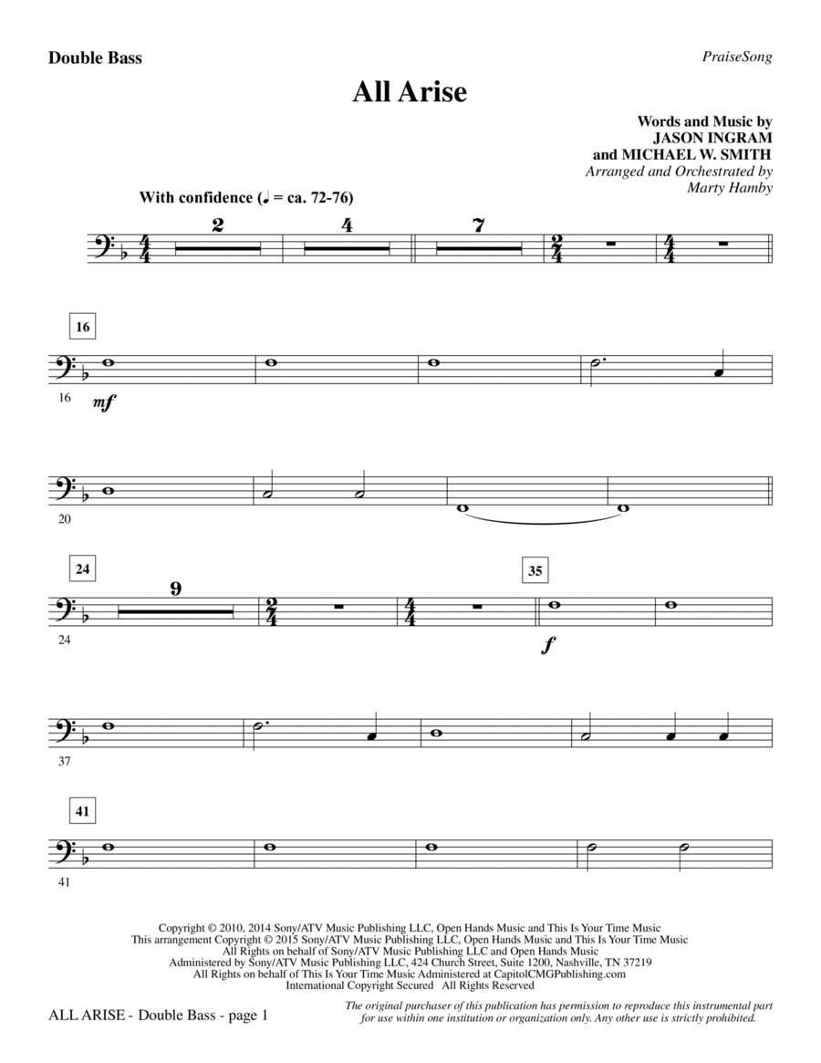 All Arise - Double Bass Choir scores gallery preview page 1