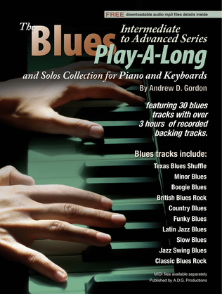 Book cover for Blues Play-A-Long and Solos Collection for piano/keyboards Int/Adv Level
