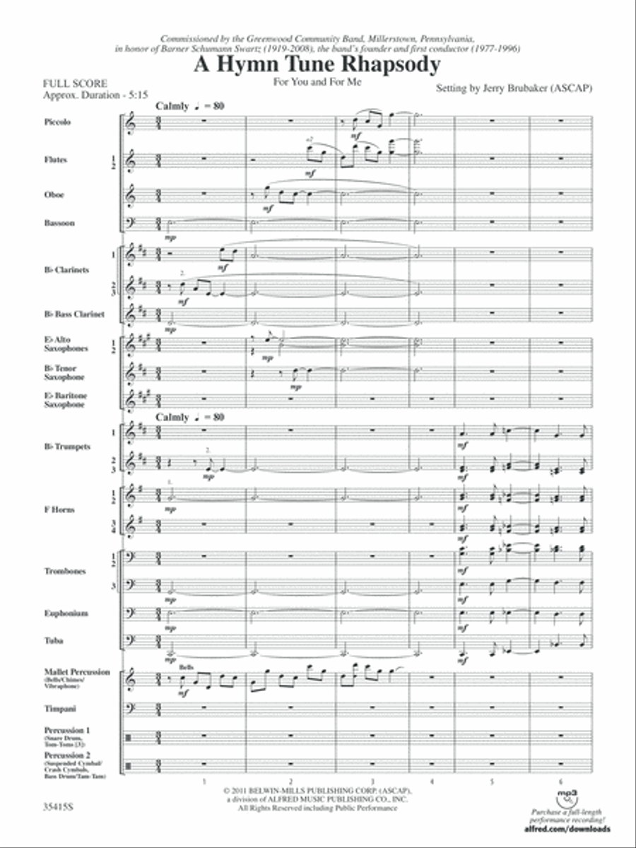 A Hymn Tune Rhapsody: Score Concert Band scores gallery preview page 3