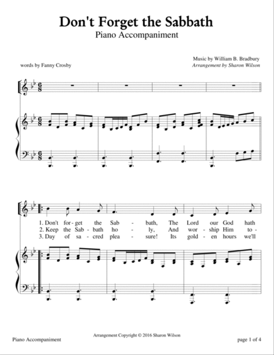Don't Forget the Sabbath (Sabbath Celebration) High Voice scores gallery preview page 3