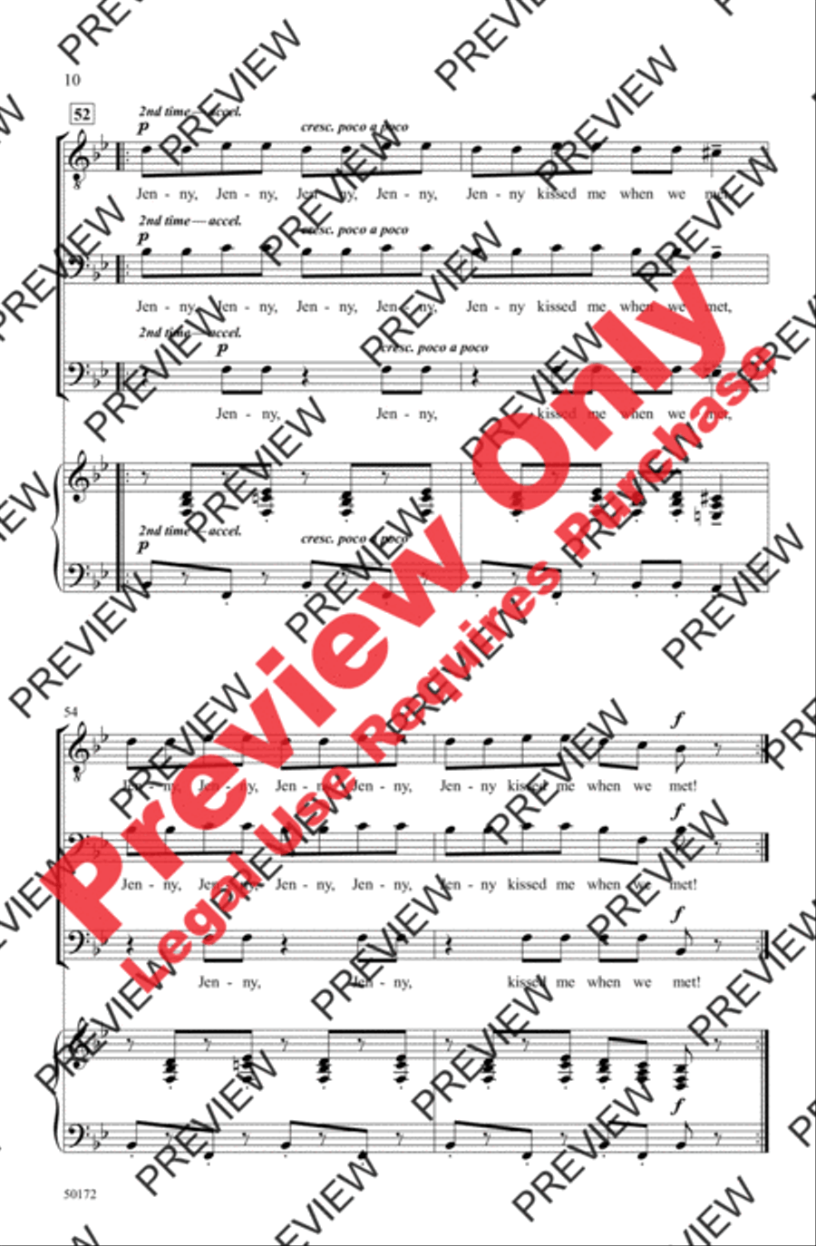 Jenny Kissed Me Men's Choir scores gallery preview page 10