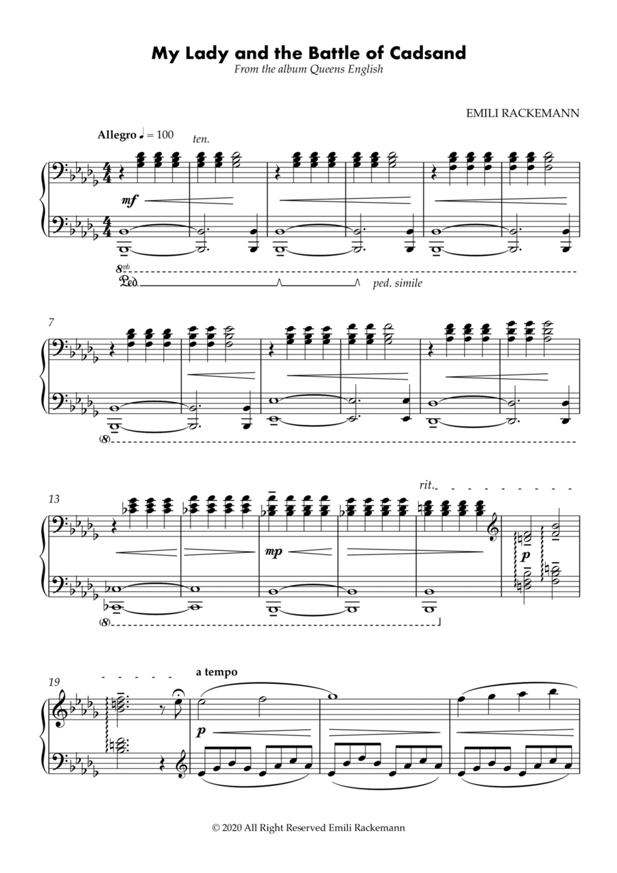 My Lady and the Battle of Cadsand Piano Solo scores gallery preview page 1