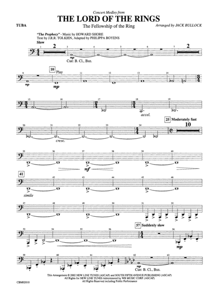 The Lord of the Rings: The Fellowship of the Ring, Concert Medley from: Tuba