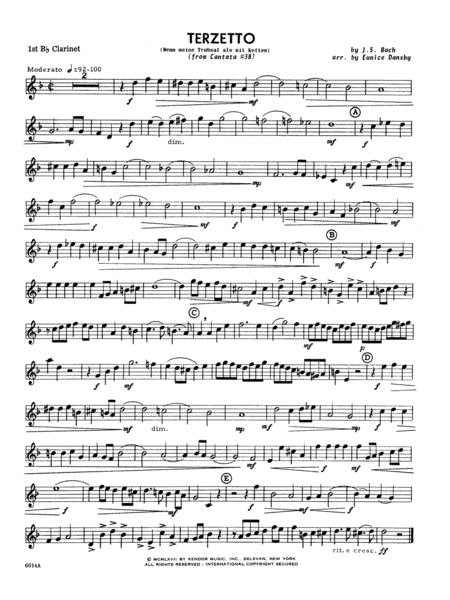 Terzetto (Wenn meine Trubsal als mit Ketten from Cantata #38) - Clarinet 1