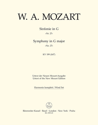Symphony, No. 27 G major, KV 199 (161b)
