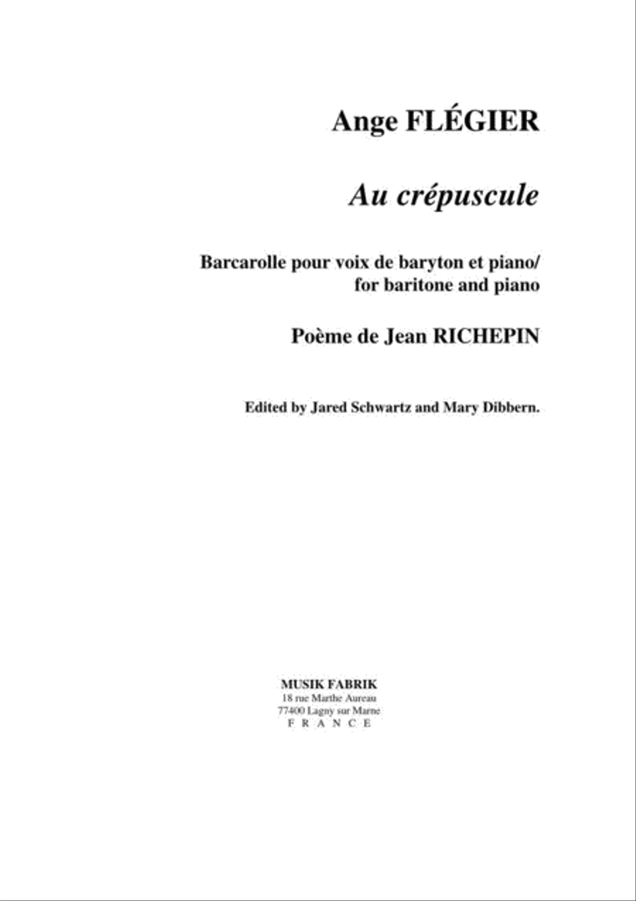 Au crepuscule Au crepuscule Baritone Voice scores gallery preview page 1