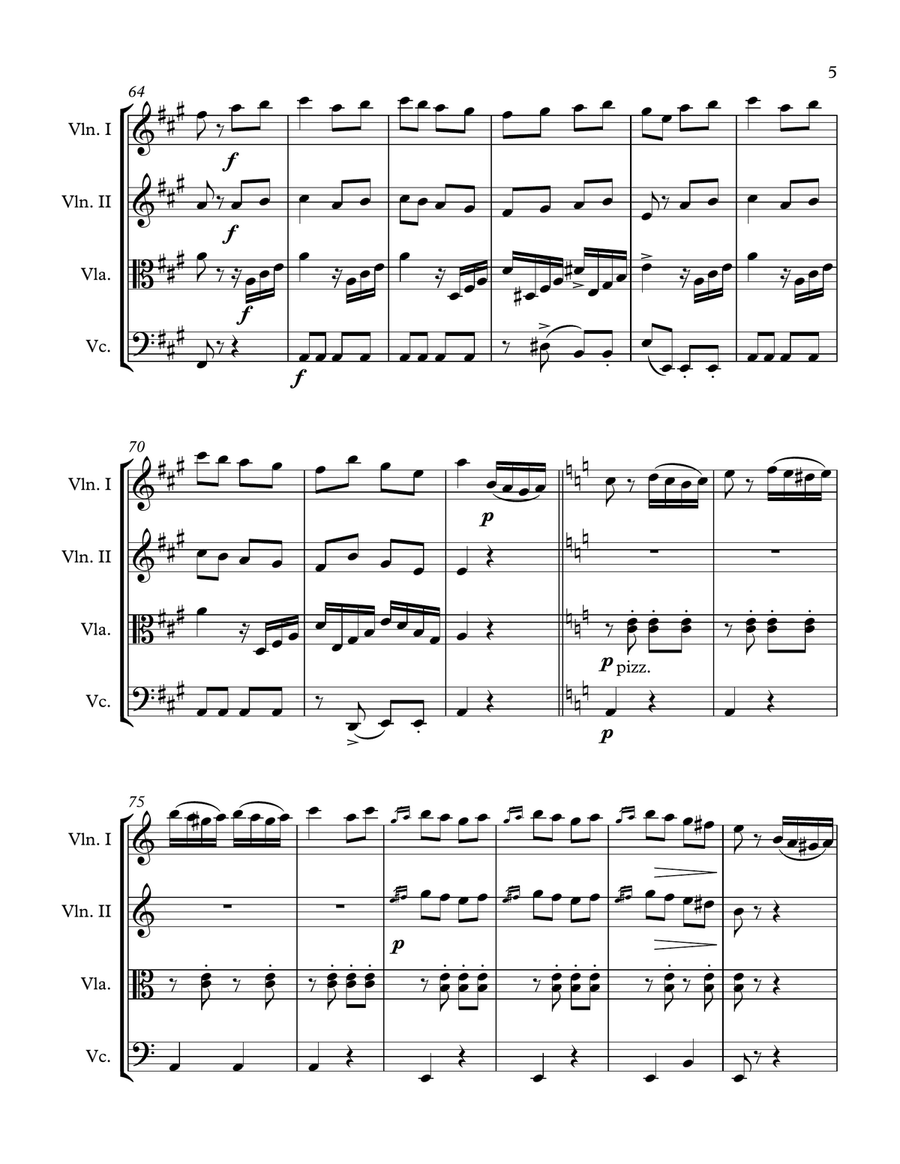 Mozart, Rondo Alla Turca - String Quartet String Quartet scores gallery preview page 5