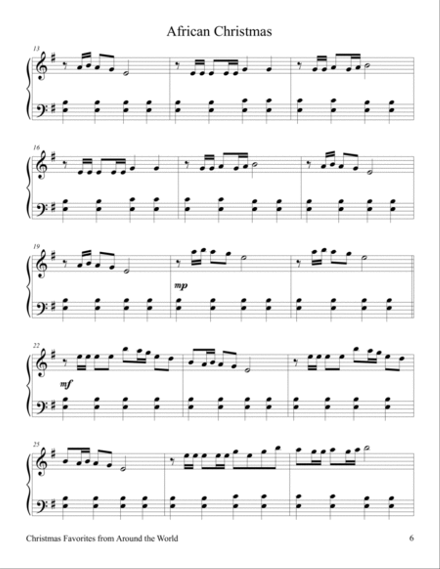 Christmas Favorites from Around the World (a Collection of 14 Intermediate Piano Solos) Piano Solo scores gallery preview page 6