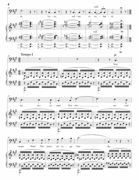 DUPARC: L'invitation au Voyage (transposed to F-sharp minor, bass clef)