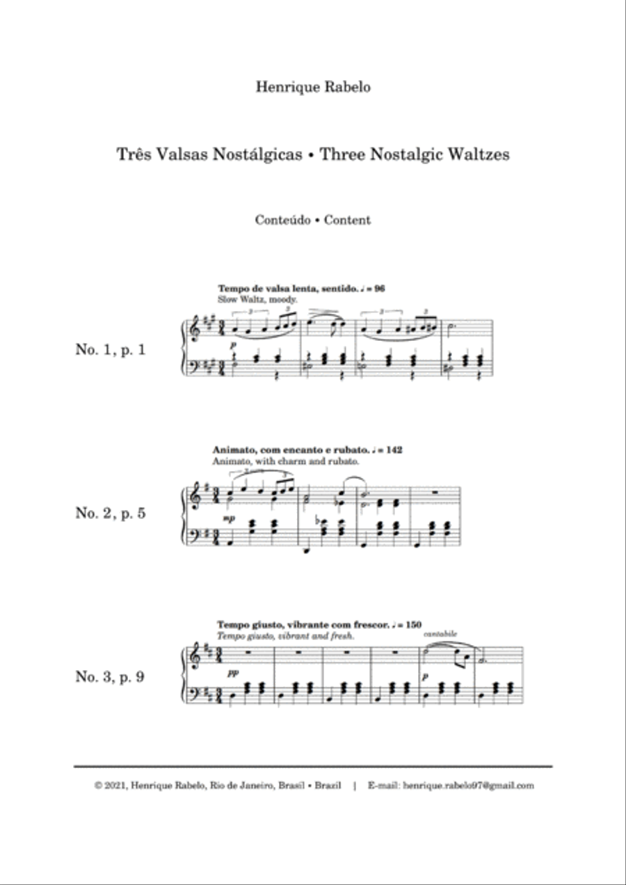 Três Valsas Nostálgicas (Three Nostalgic Waltzes) Piano Solo scores gallery preview page 3