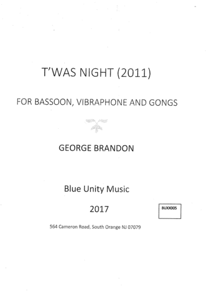 T'was Night for Bassoon, Vibraphone and Gongs (2011)
