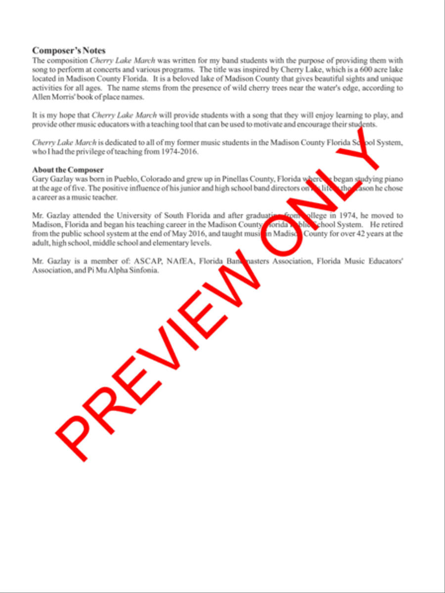 Cherry Lake March Concert Band scores gallery preview page 3