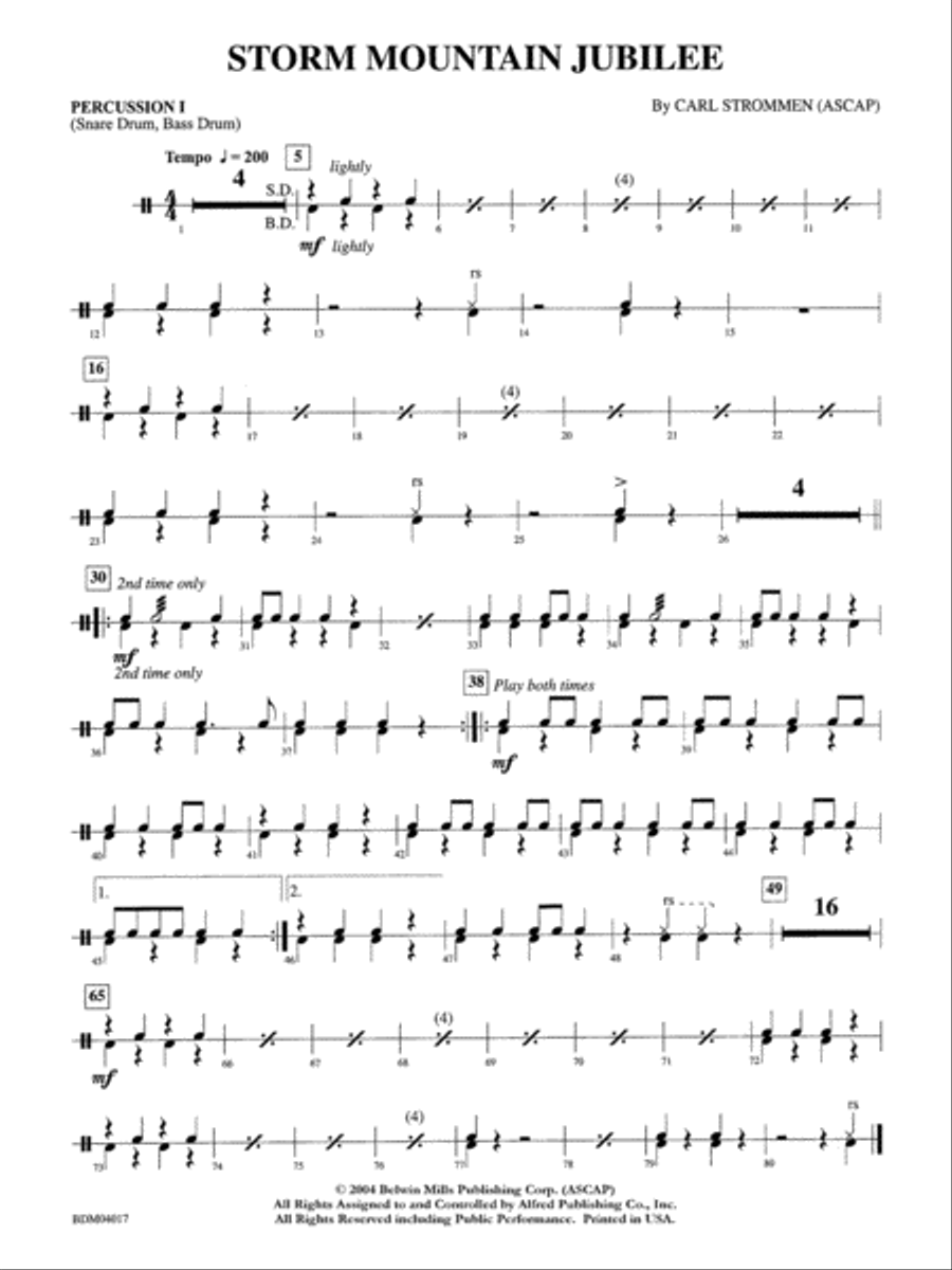 Storm Mountain Jubilee: 1st Percussion Concert Band scores gallery preview page 1