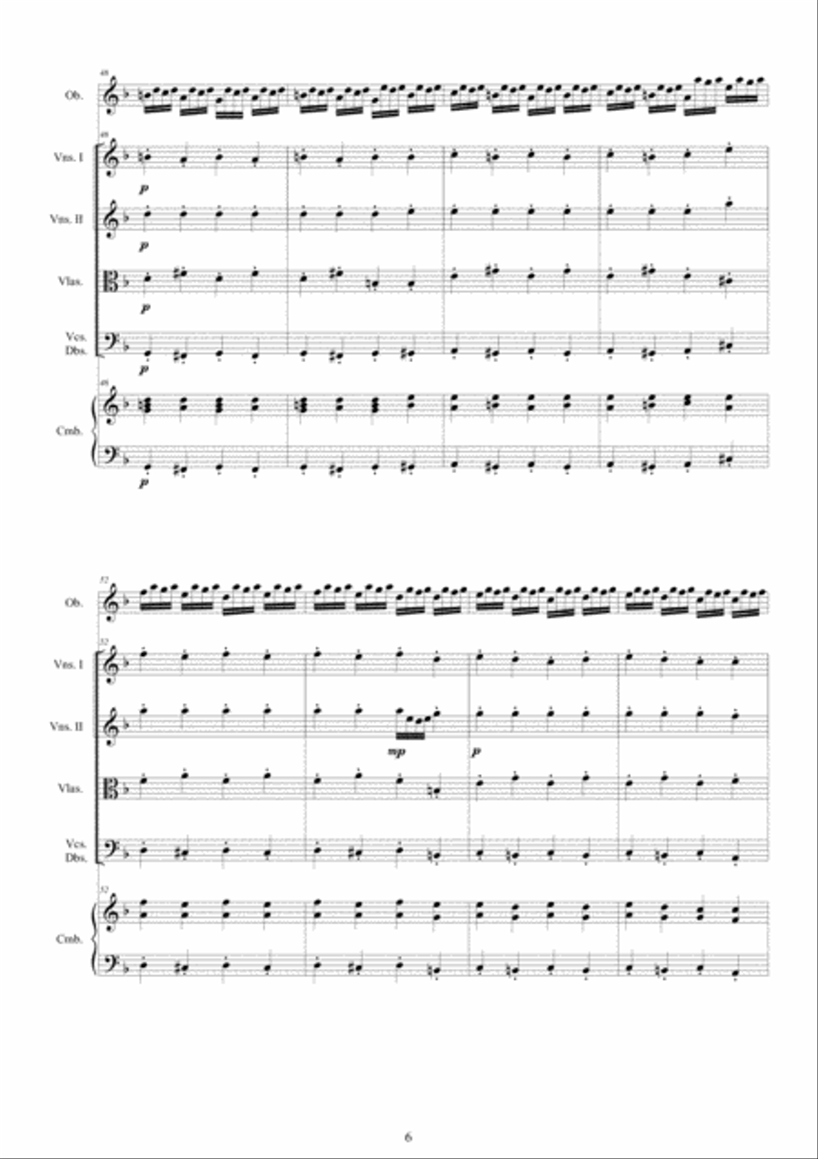 Sammartini - Oboe Concerto in F major No.1 for Oboe, Strings and Cembalo Chamber Orchestra scores gallery preview page 6