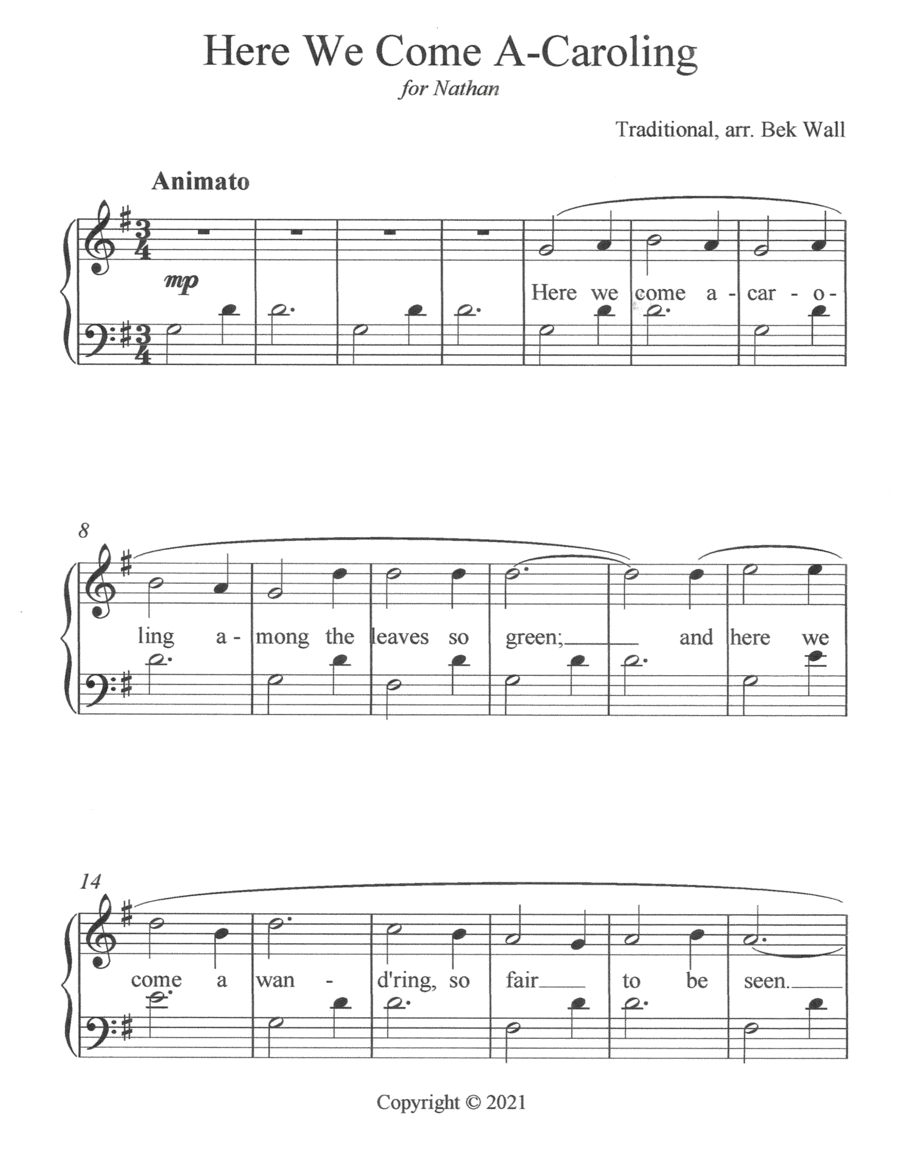 Here We Come A'Caroling Here We Come A'Caroling Piano Method scores gallery preview page 1