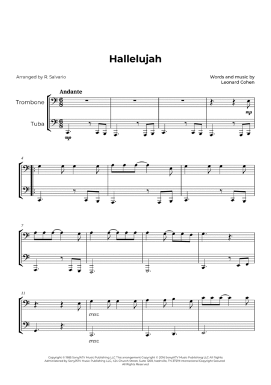Hallelujah Brass Duet scores gallery preview page 2
