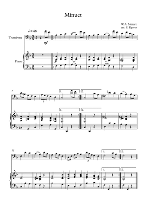 Minuet (In G Major), Wolfgang Amadeus Mozart, For Trombone & Piano