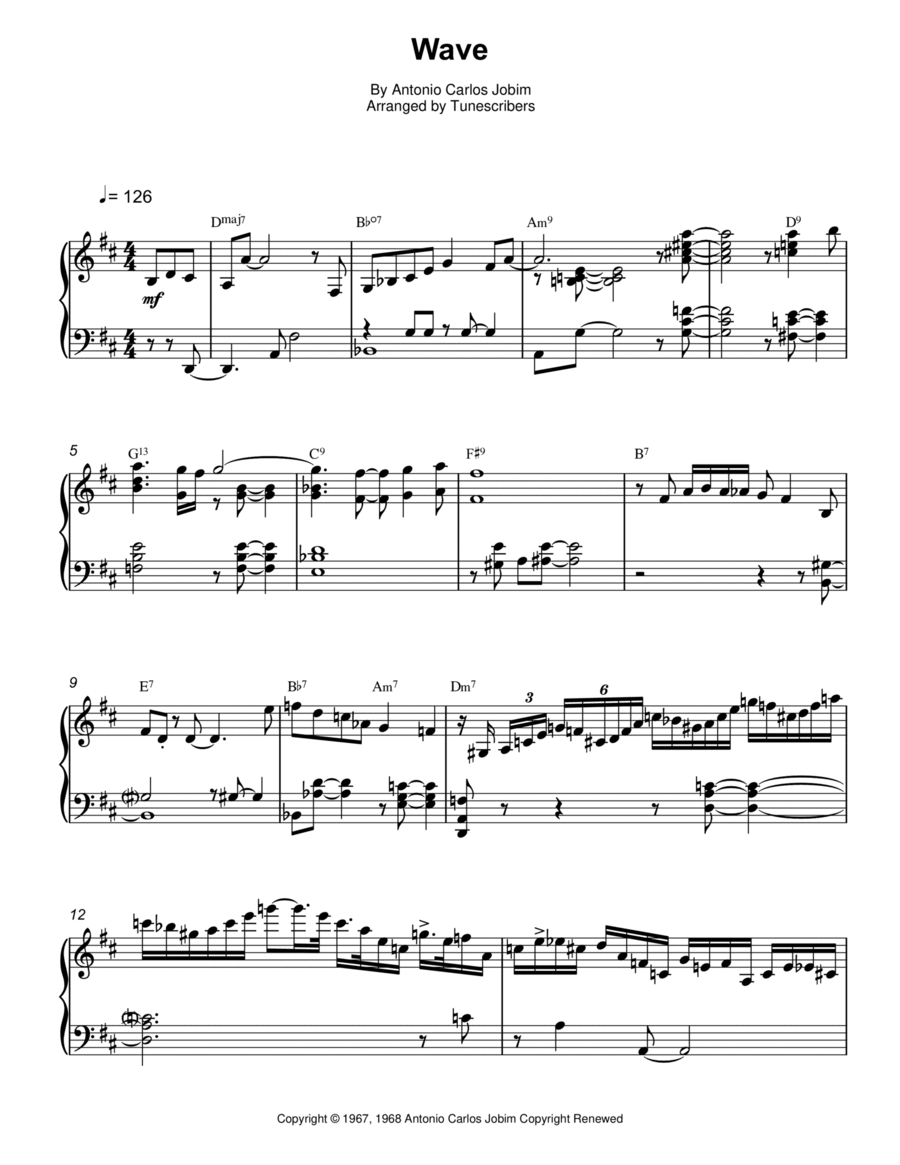 Wave Piano Solo scores gallery preview page 1