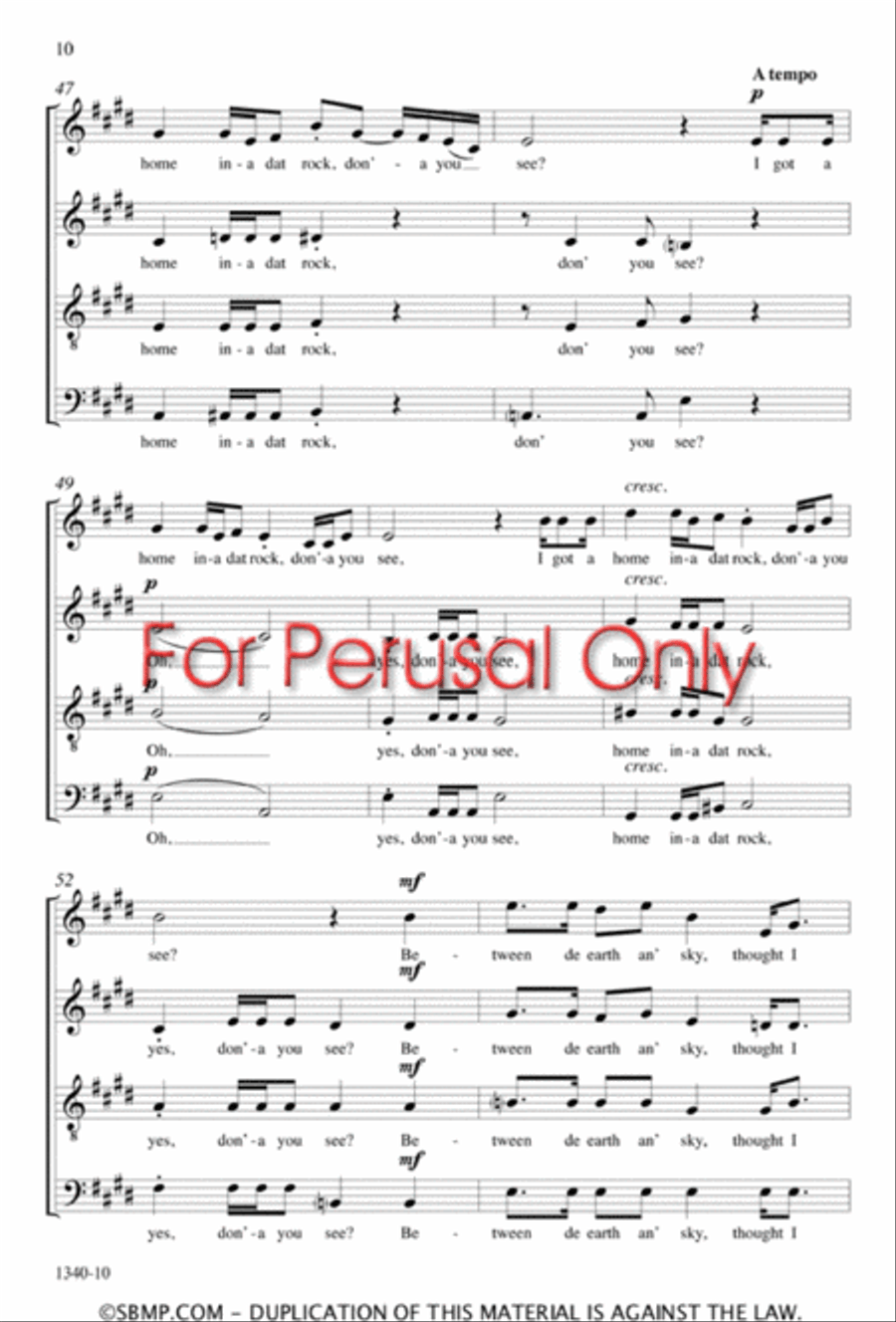 I Got a Home In-a Dat Rock - SATB Octavo 4-Part scores gallery preview page 9