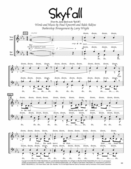 Skyfall by Adele Choir - Digital Sheet Music