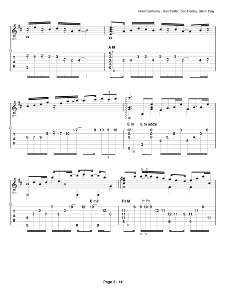 Hotel California Guitar Solo scores gallery preview page 3