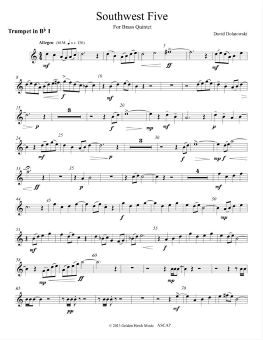Southwest Five Set of Parts Brass Ensemble scores gallery preview page 1