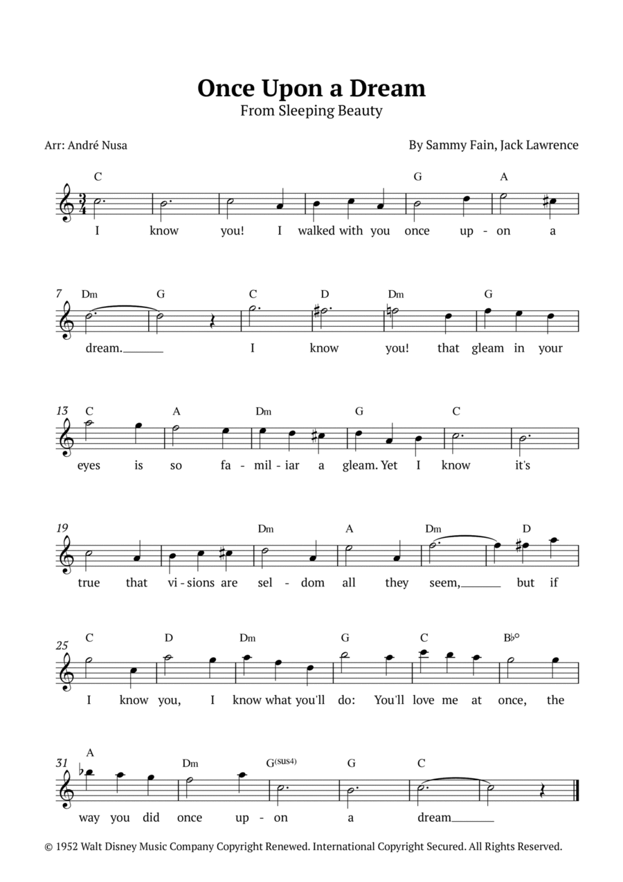 Once Upon A Dream Once Upon A Dream Easy Piano scores gallery preview page 1
