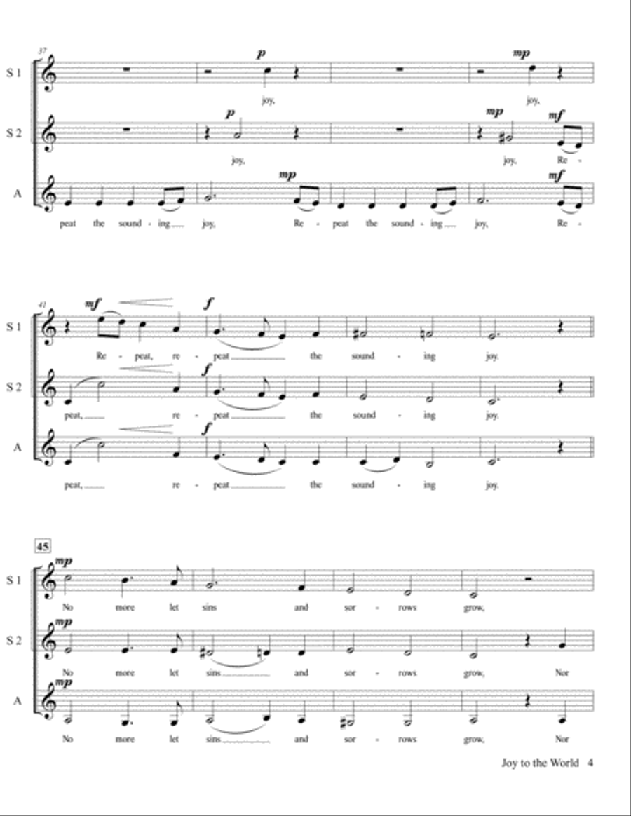 JOY TO THE WORLD - SSA A Cappella SSA scores gallery preview page 5