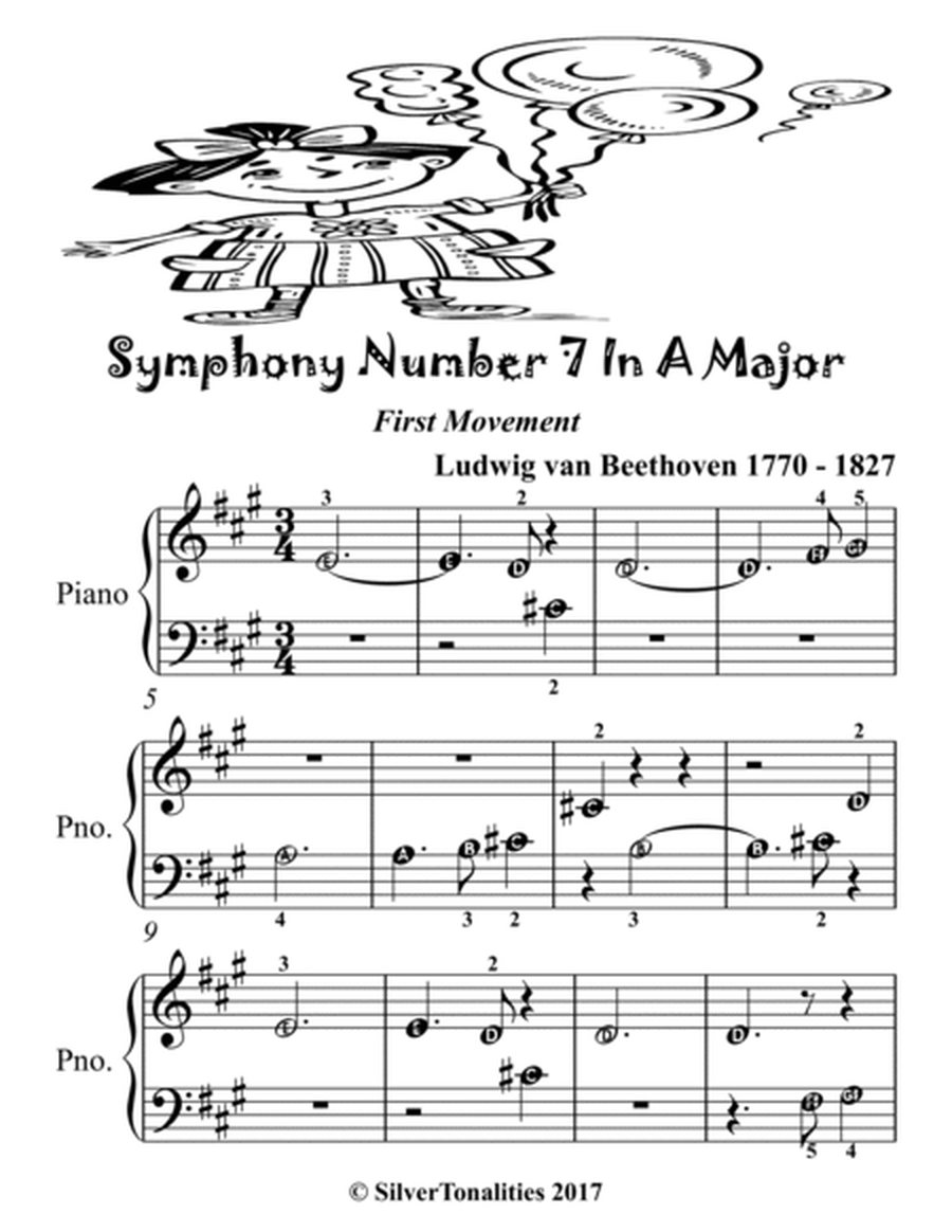 Symphony Number 7 In A Major 1st Mvt Beginner Piano Sheet Music