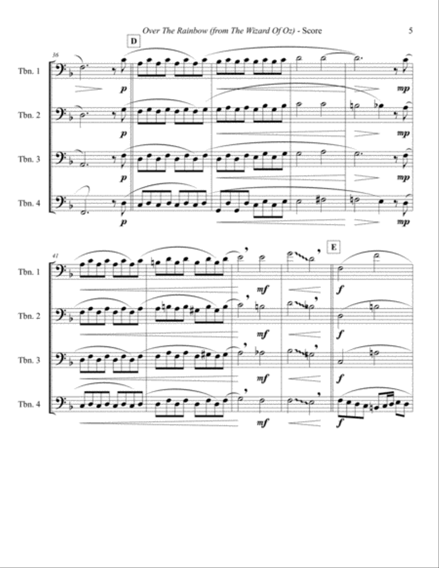 Over The Rainbow (from The Wizard Of Oz) Brass Quartet scores gallery preview page 5