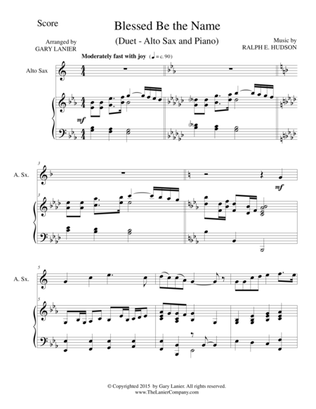 Book cover for BLESSED BE THE NAME (Duet – Alto Sax and Piano/Score and Parts)