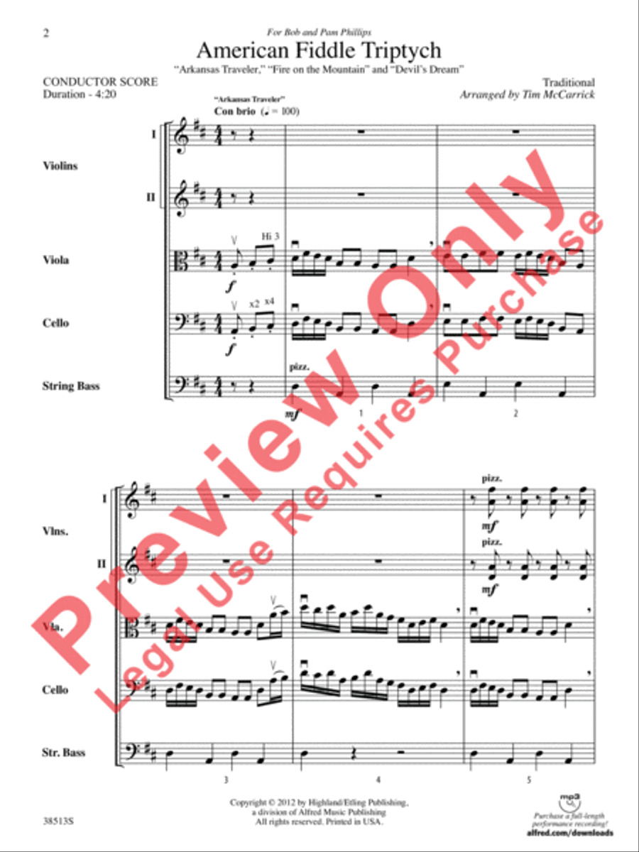 American Fiddle Triptych String Orchestra scores gallery preview page 3