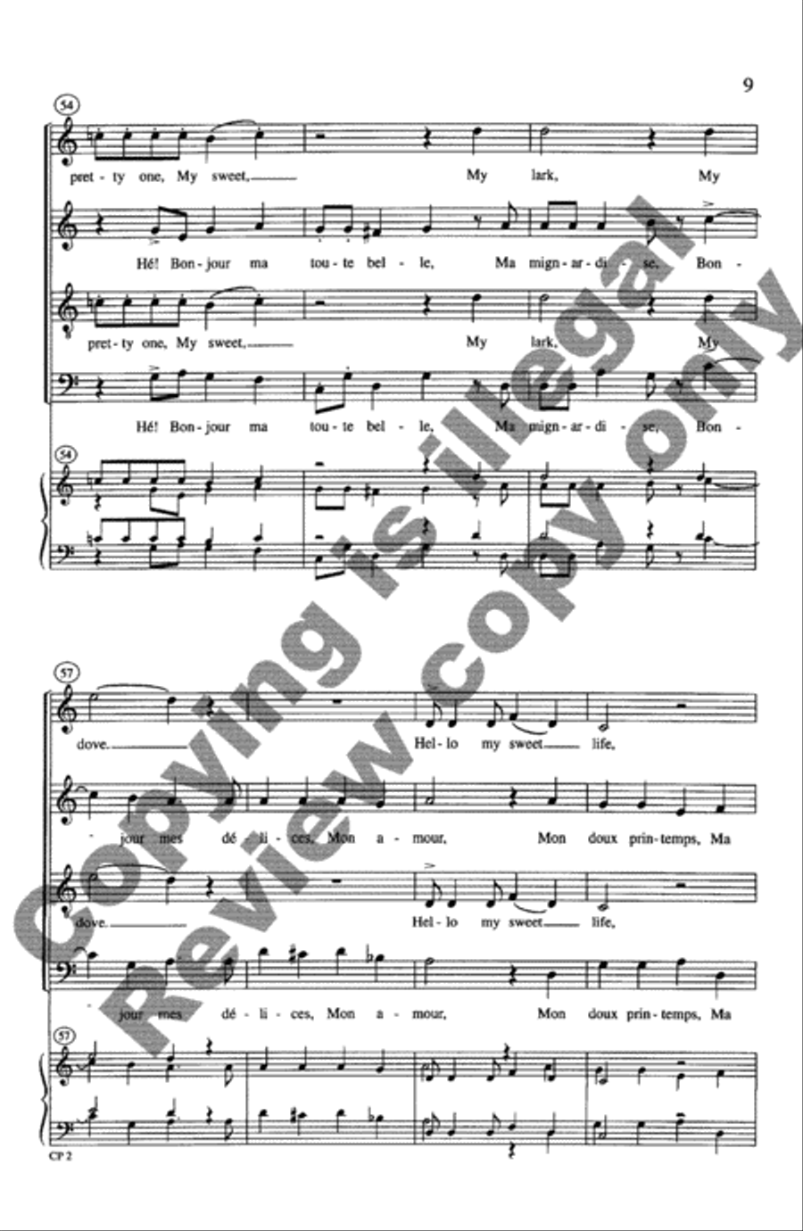 Bon Jour, Mon Coeur 4-Part scores gallery preview page 9