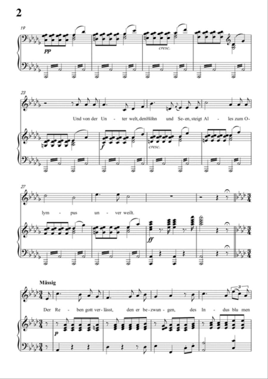 Schubert-Uraniens Flucht(Urania's Flight),D.554 in bD for Vocal and Piano Voice scores gallery preview page 3