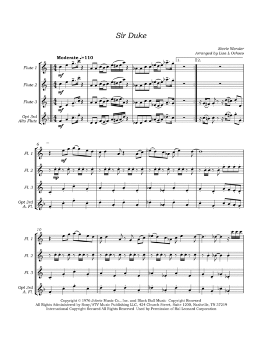 Sir Duke Sir Duke Flute Trio scores gallery preview page 5