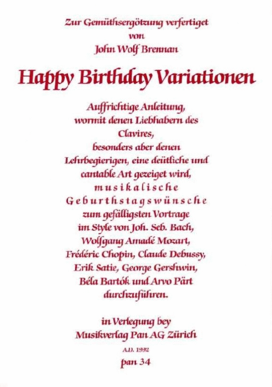 Happy Birthday Variations Opus 95