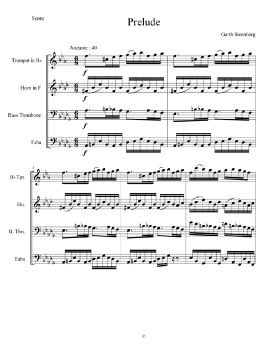 Prelude for Brass Quartet Brass Quartet scores gallery preview page 2