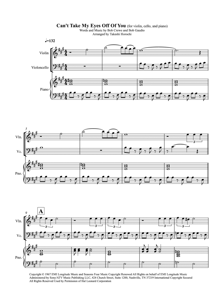 Can't Take My Eyes Off Of You Piano Trio scores gallery preview page 1