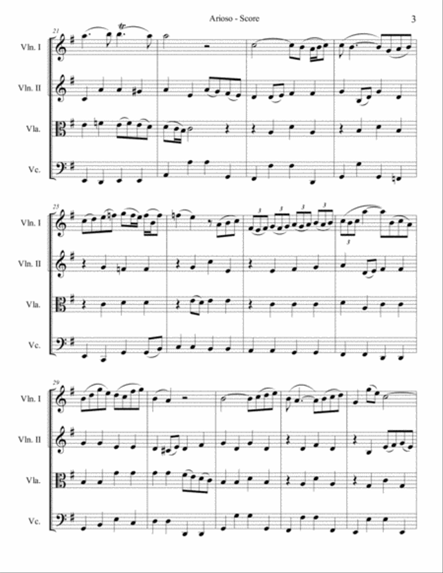 Bach Arioso for String Quartet String Quartet scores gallery preview page 3