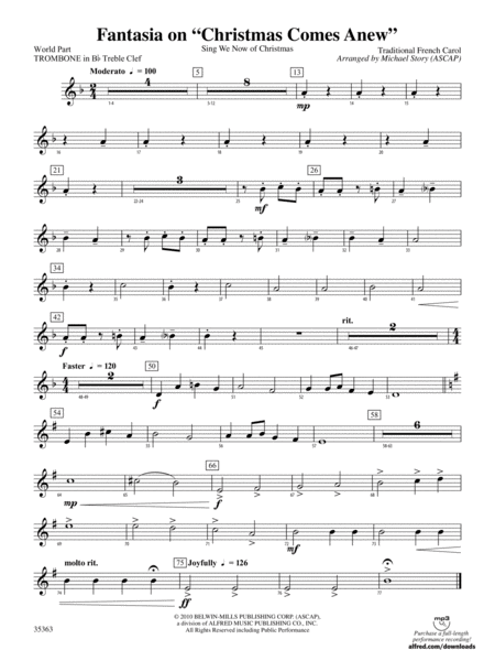 Fantasia on "Christmas Comes Anew": (wp) 1st B-flat Trombone T.C.
