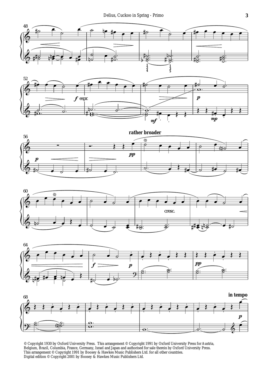 On Hearing The First Cuckoo In Spring Piano Duet scores gallery preview page 3