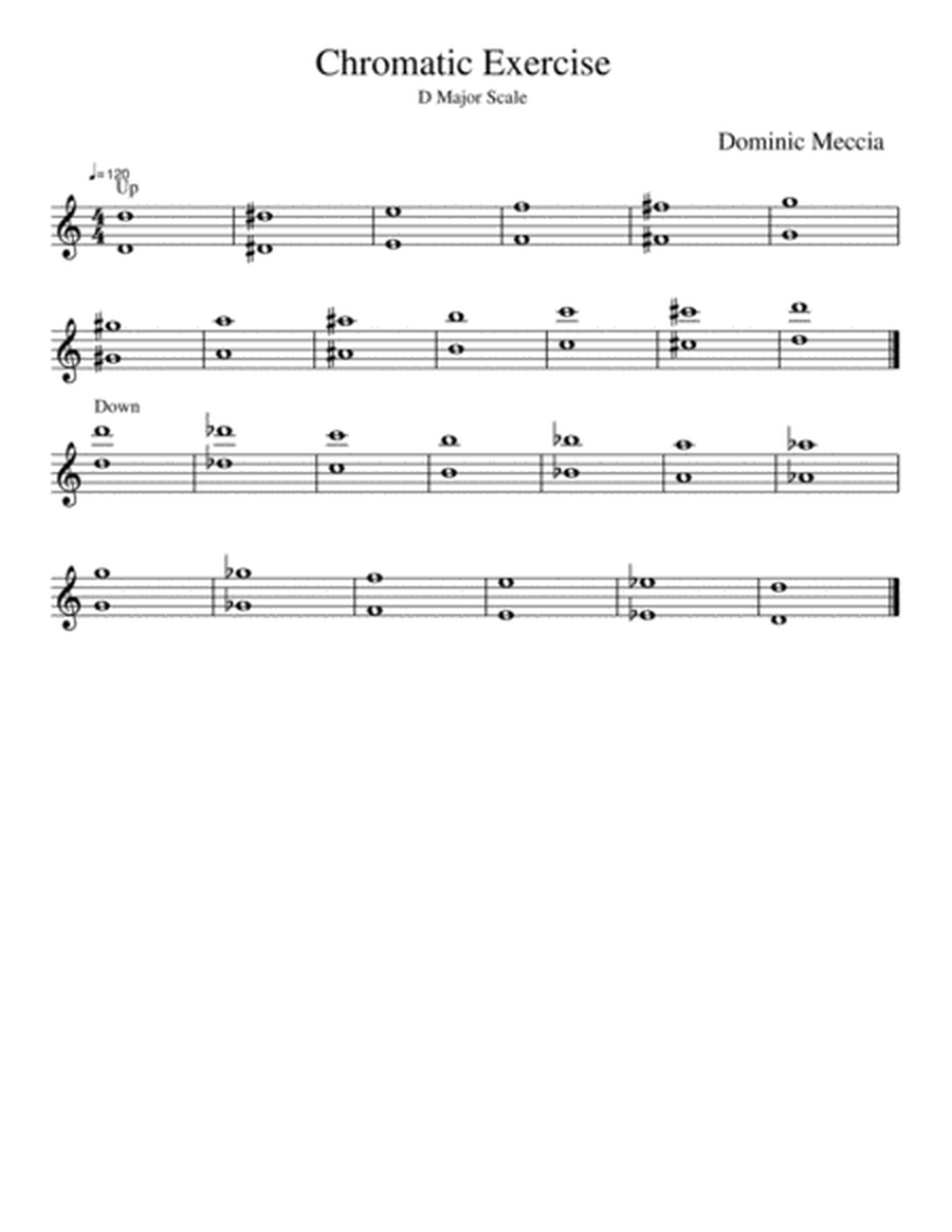 Chromatic Exercise- D Major (Treble Clef)