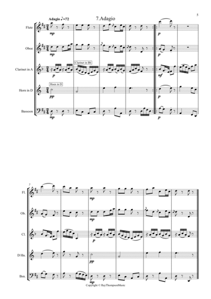 Mozart: Ballettmusik zur Pantomime "Les petits riens" Nos 6 to 13 K299b K.anh 10 - wind quintet image number null