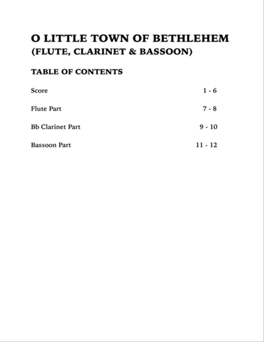O Little Town of Bethlehem (Woodwind Trio): Flute, Clarinet and Bassoon Woodwind Trio scores gallery preview page 4