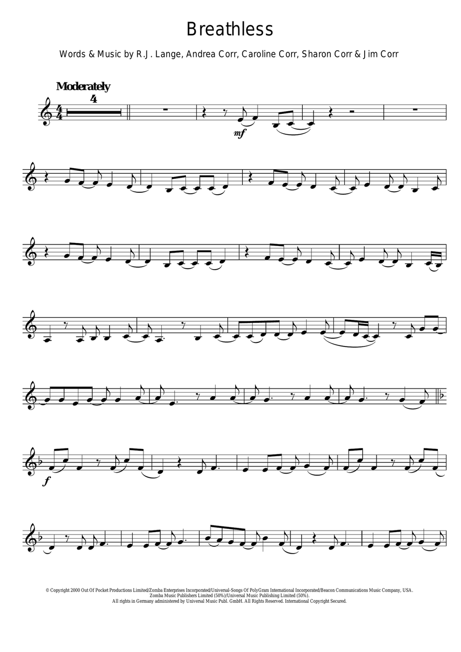 Breathless Violin Solo scores gallery preview page 1