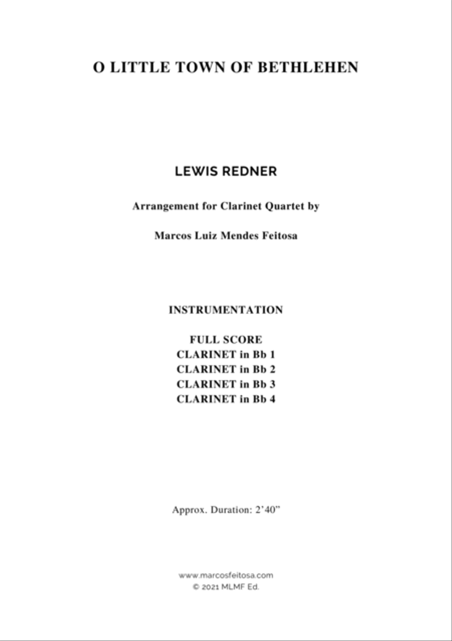 O Little Town of Bethlehem - Clarinet Quartet Clarinet Quartet scores gallery preview page 2