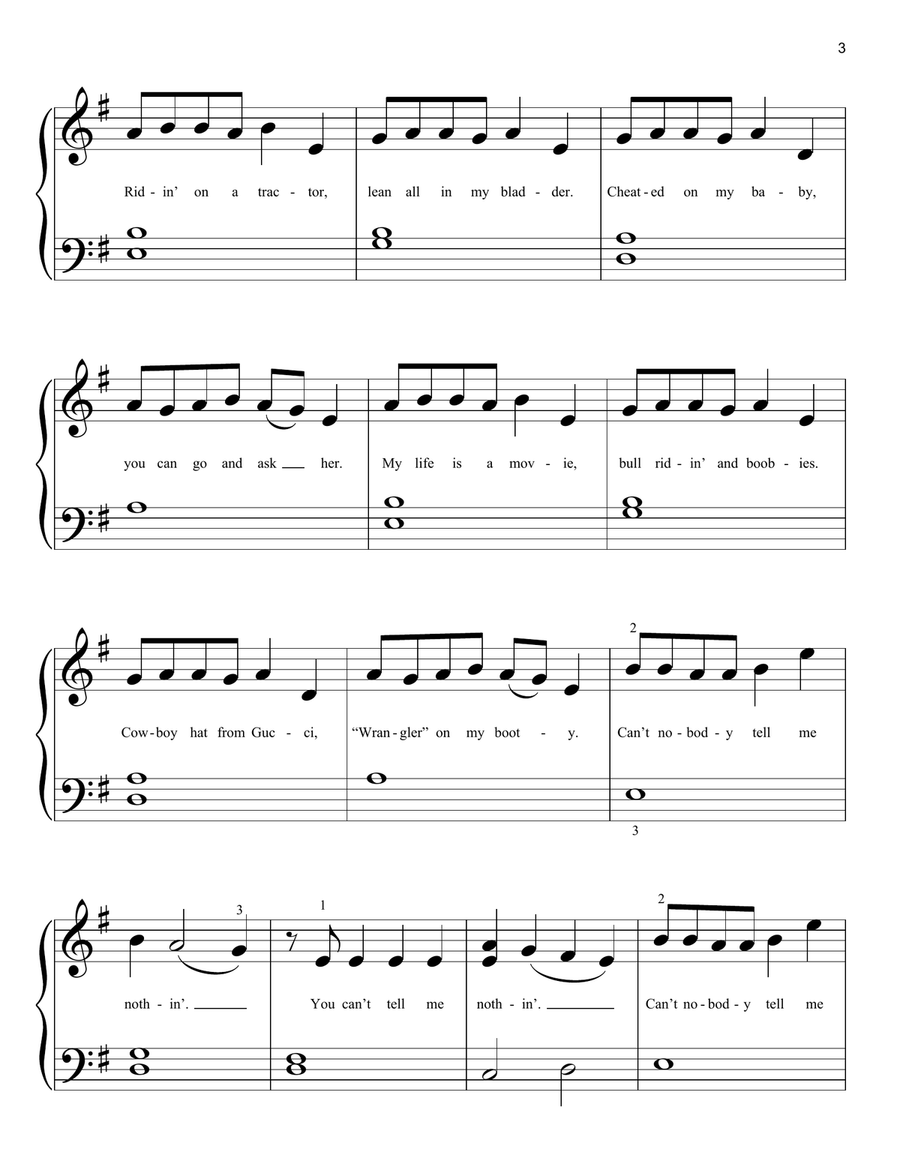 Old Town Road (Remix) Easy Piano scores gallery preview page 3