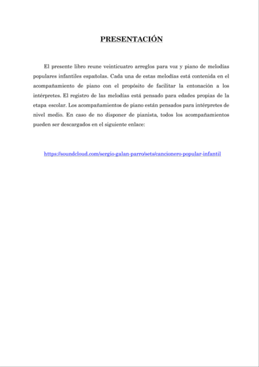 Melodías populares infantiles para voz y piano