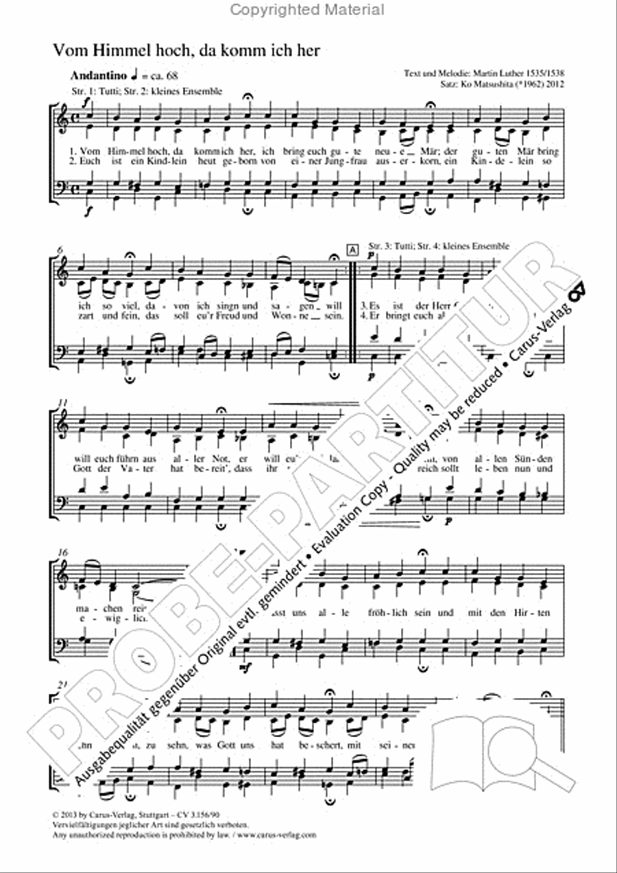 From heav'n above to earth I come (Vom Himmel hoch, da komm ich her) 4-Part scores gallery preview page 2
