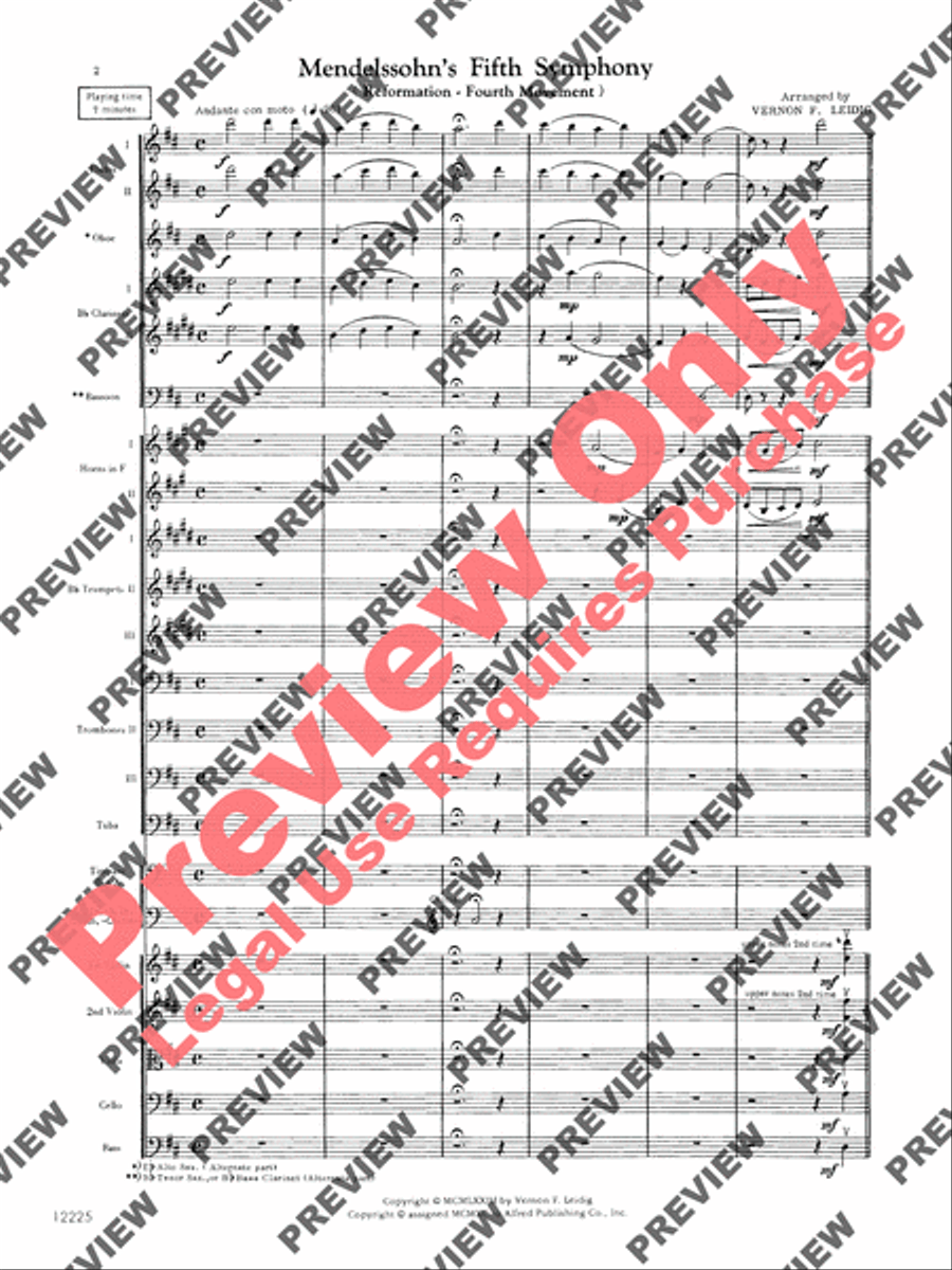 Mendelssohn's 5th Symphony Reformation, 4th Movement Full Orchestra scores gallery preview page 3